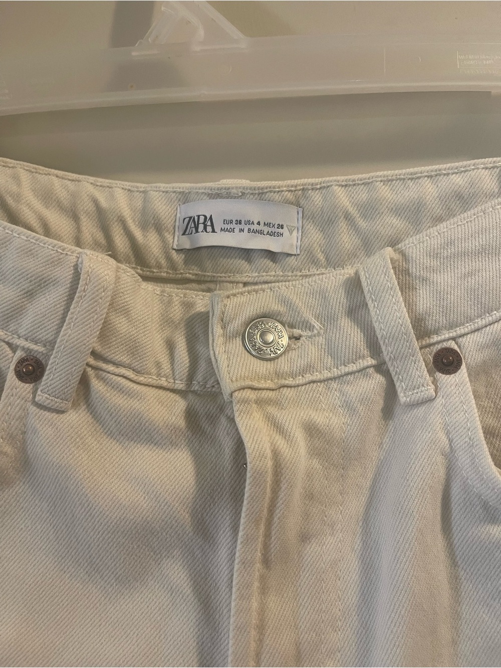 Zara Cream High-Rise Jeans